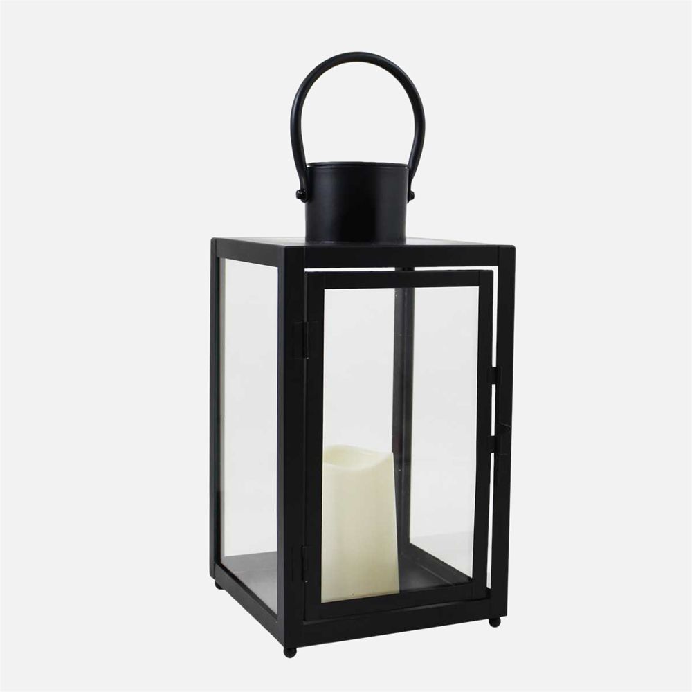 Black Lantern with LED Candle